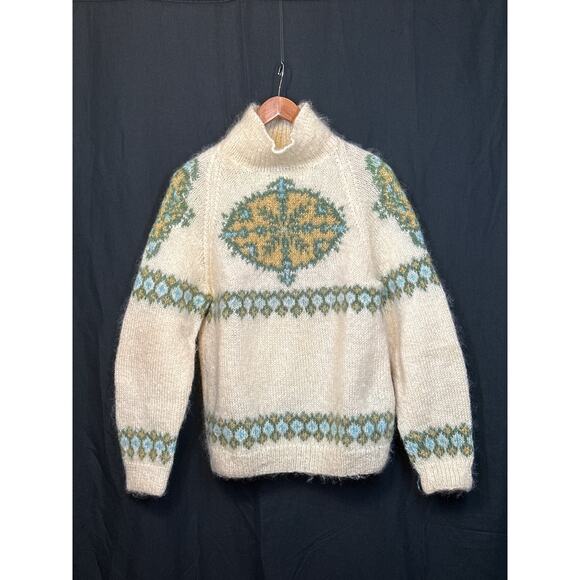 WOOL VTG Sweater M/L Fuzzy Geometric Swedish Ski Gorpcore Streetwear Preppy - Picture 1 of 16
